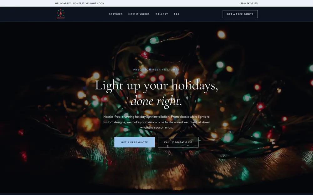 Precision Festive Lights website